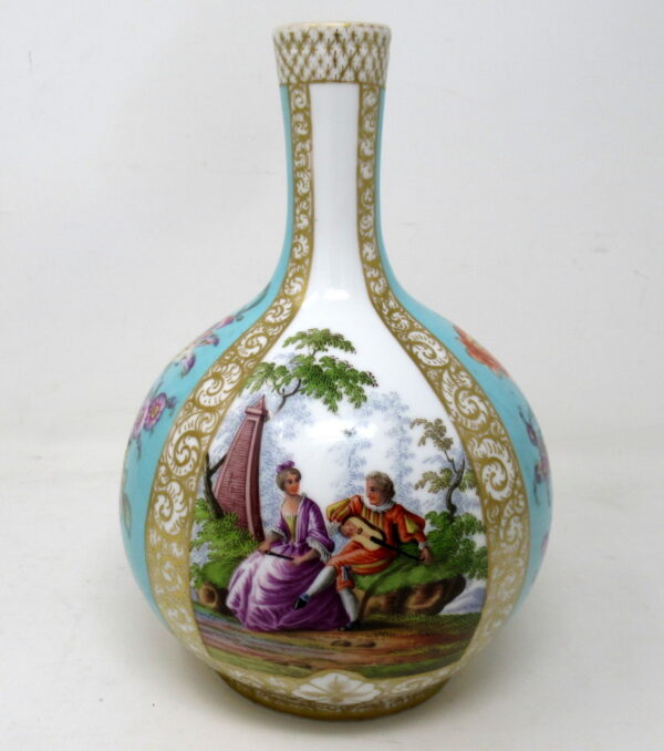 374. Augustus Rex Dresden Hand Painted Vase Classical Floral Scenes 19thCt