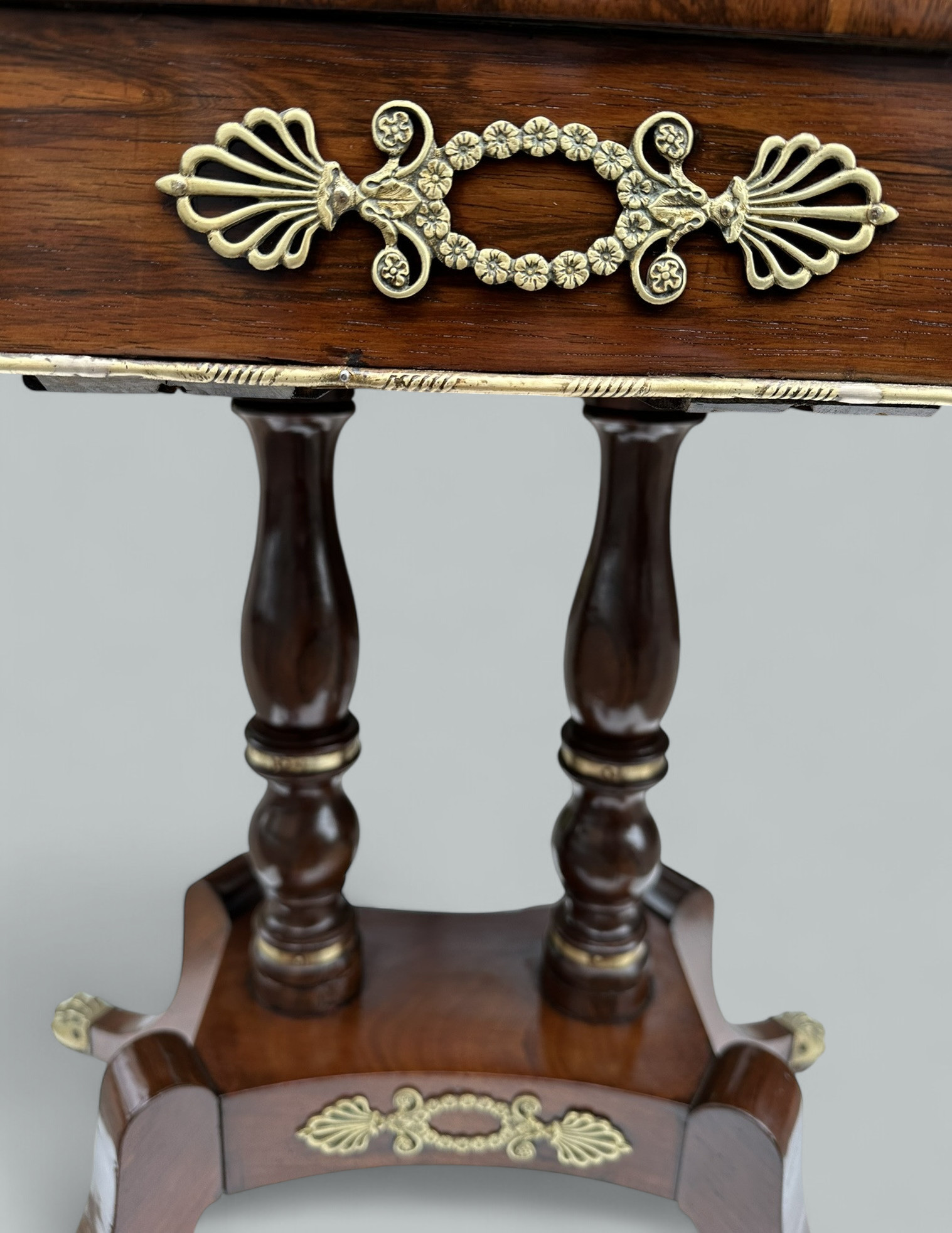 081. Antique English Regency Mahogany Fold-Over Games Card Tea Side Table 19Ct - Image 4
