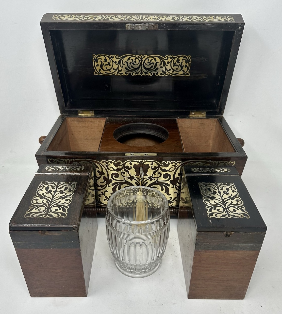 575. Antique Brass Inlaid Rosewood English Tea Caddy Box Regency Gillows Lancaster - Image 8