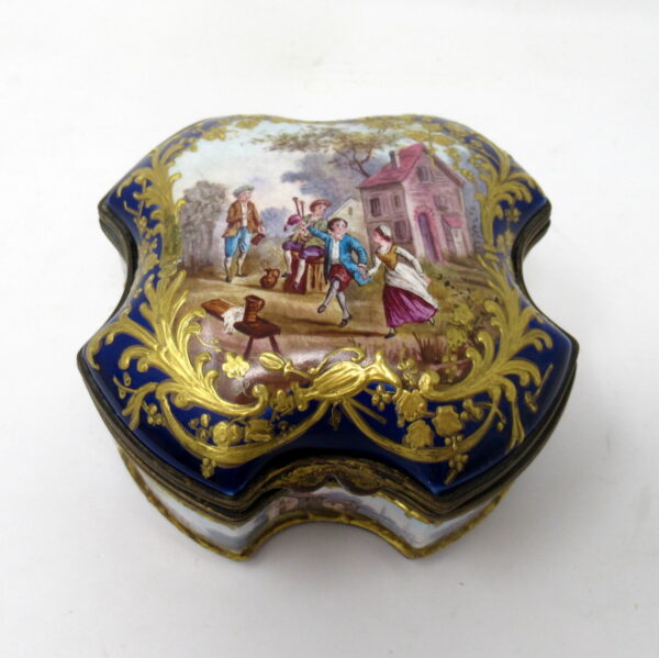300. Antique French Sevres Ormolu Porcelain Jewellery Casket Dresser Trinket Box
