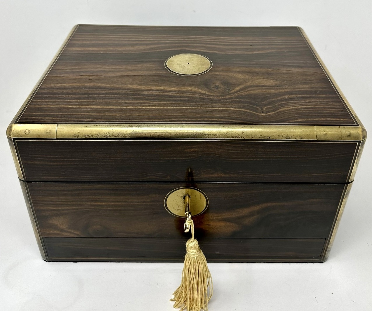 623. Antique Victorian Coromandel Ladys Gentlemans Vanity Jewelry Casket Box - Image 2