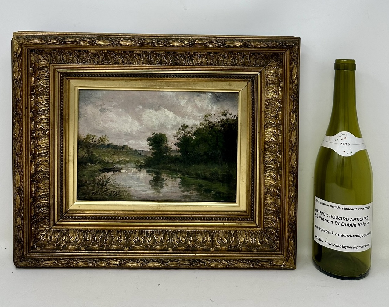529. Antique Oil Painting Rural Landscape Lake Scene English or Scottish Gilt Frame - Image 8