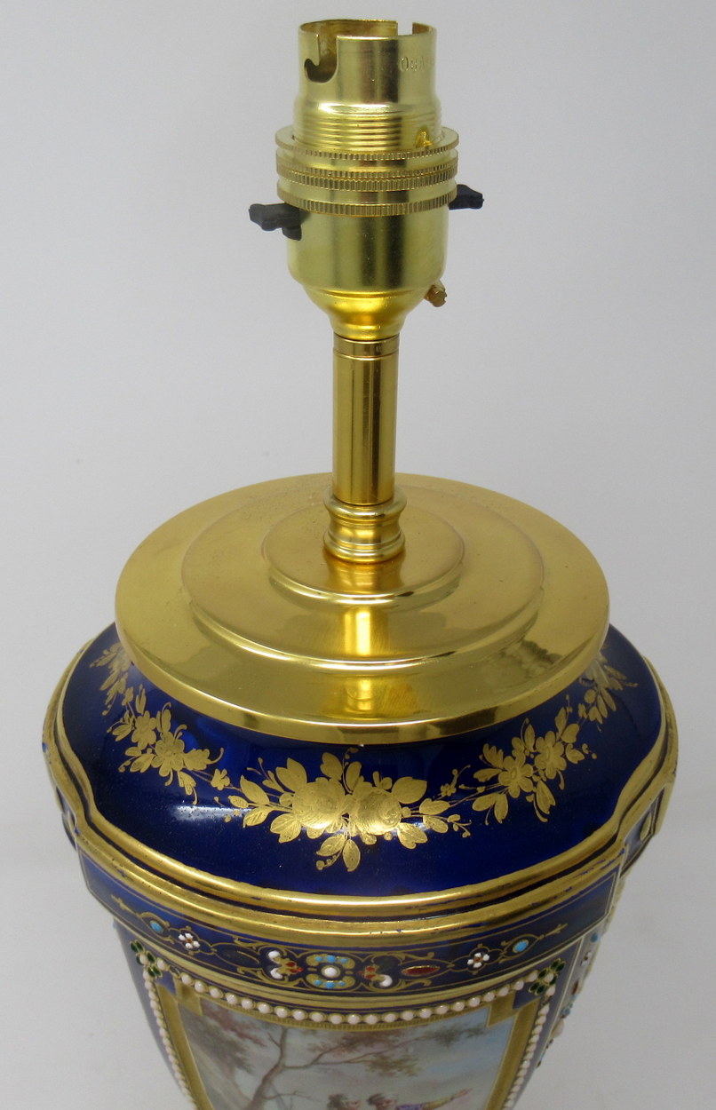 975. Fine Pair French Sevres Porcelain Ormolu Mounted Table Lamps 19thCt - Image 14