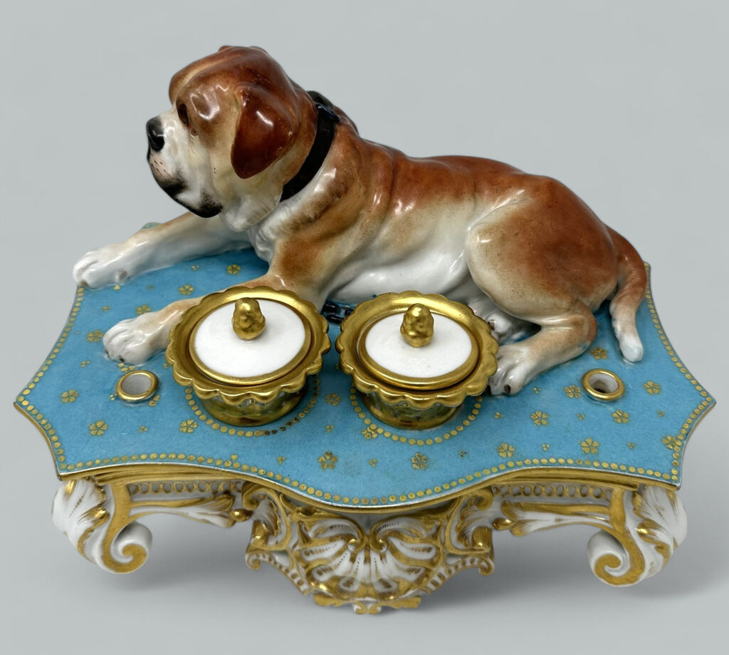 366. Antique French Porcelain Jacob Petite Desk Set Inkstand Provenance Ava Gardner