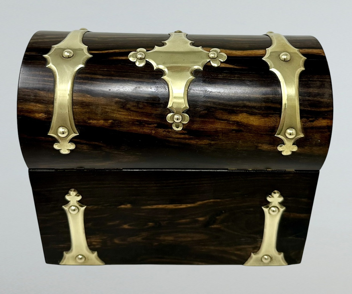 761. Antique Victorian Coromandel Brass Wooden Letters Stationery Writing Box Casket - Image 6