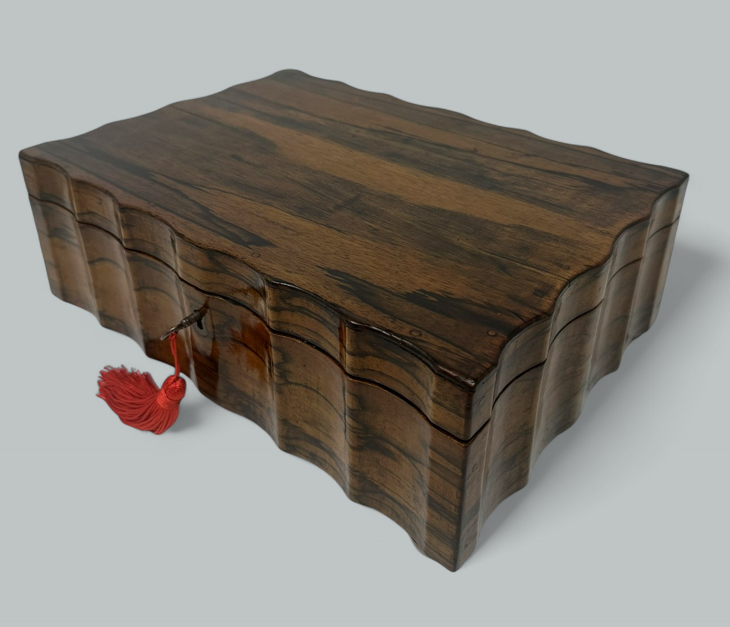 108. Antique Anglo Indian Coromandel Satinwood Ladys Jewelry Sewing Table Box 19th Ct - Image 10