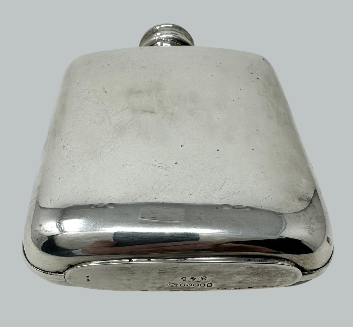 604. Antique English Electroplated Silver Plated Spirits Hip Flask James Dixon 1920s - Image 8