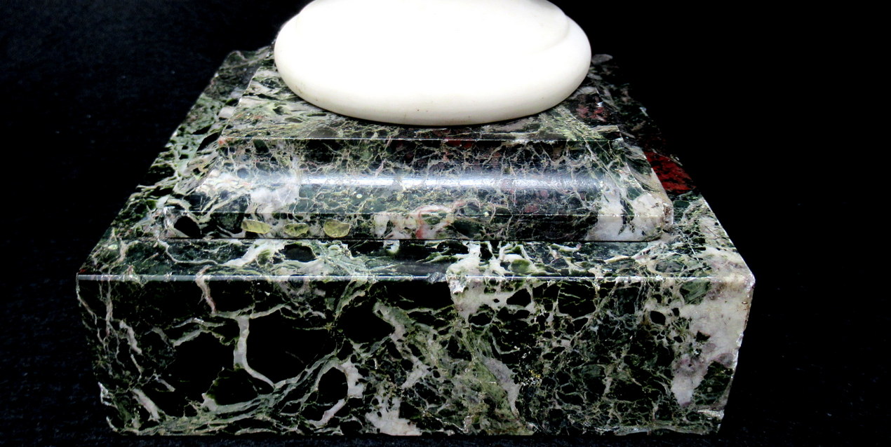 813. Parian Bust of Apollo Belvedere possibly Copeland Green Marble Base 19thCt - Image 9