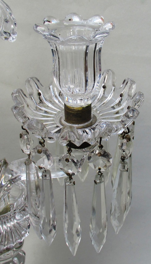 381. Fine Pair French Baccarat Full Led Crystal Candelabra 19thCt - Image 6