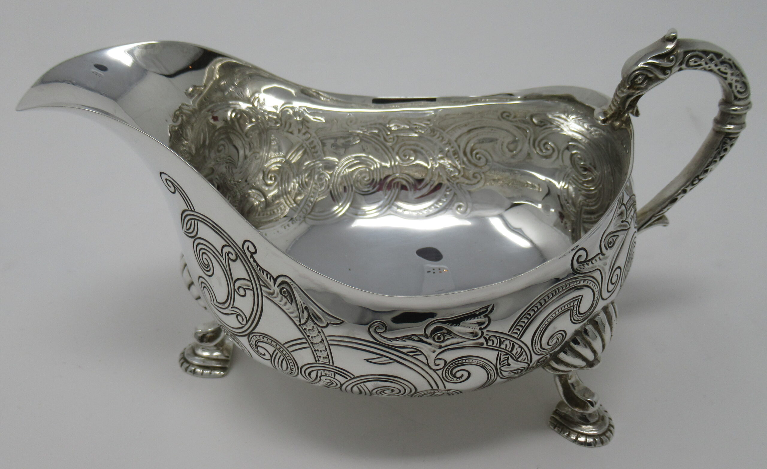 190. Irish Commemorative Silver Gravy Boat by Alwright Marshall Dublin 1966. 8ozs - Image 5