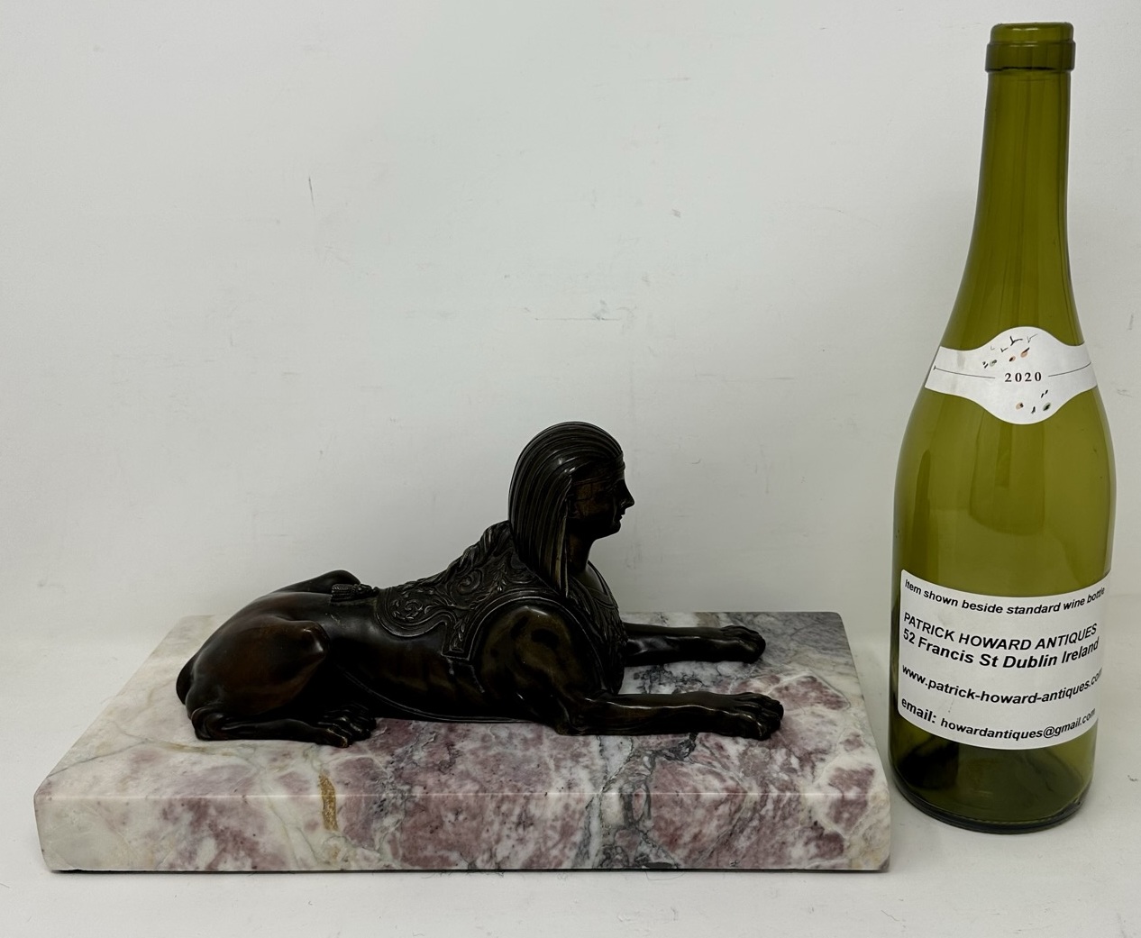 208. Antique Pair Grand Tour Bronze Egyptian Sphynx Figures Breche Violet Marble 19Ct - Image 11