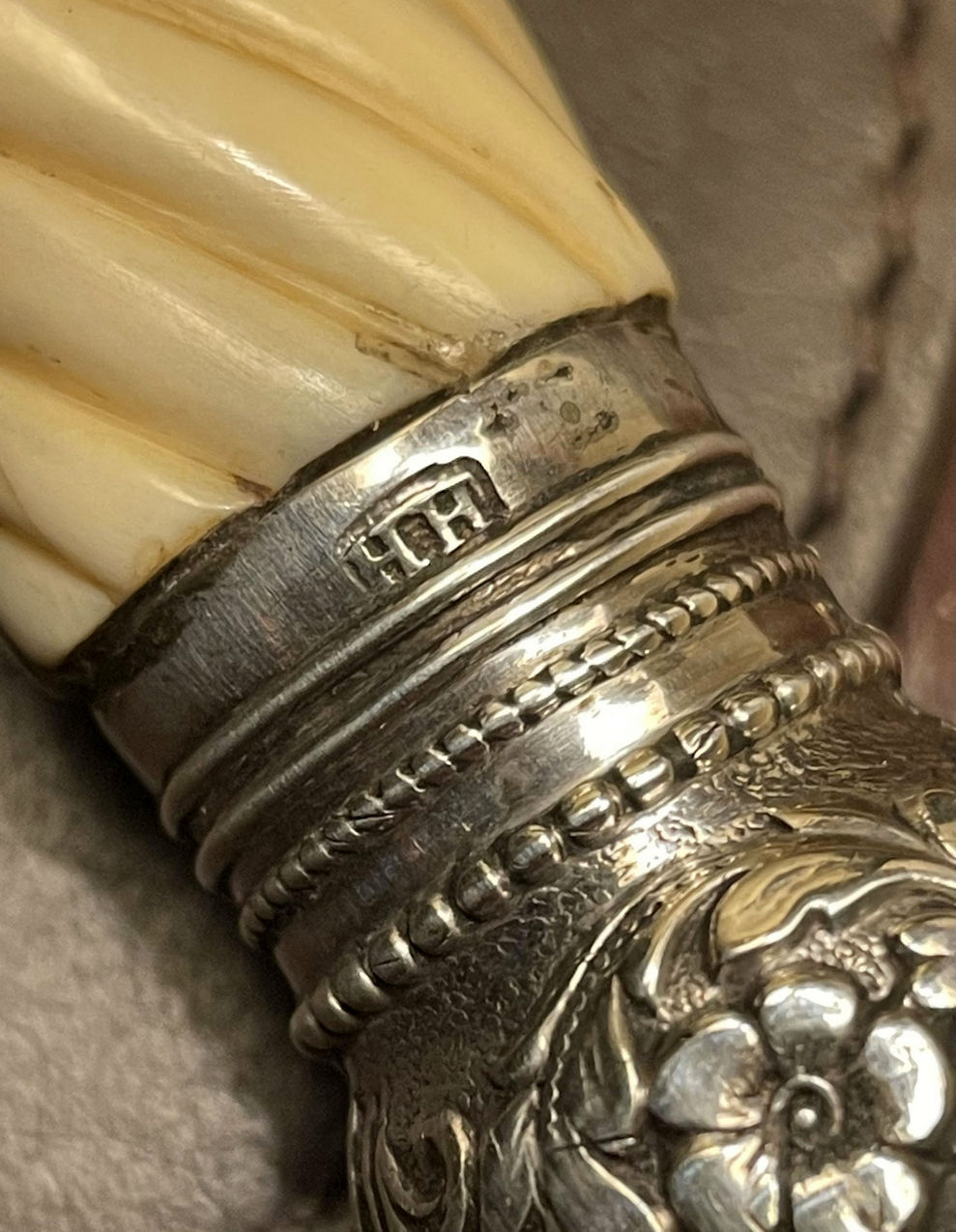 498. Antique Gentlemans Sword Walking Stick Cane Sterling Silver Partridge Wood 1891 - Image 11