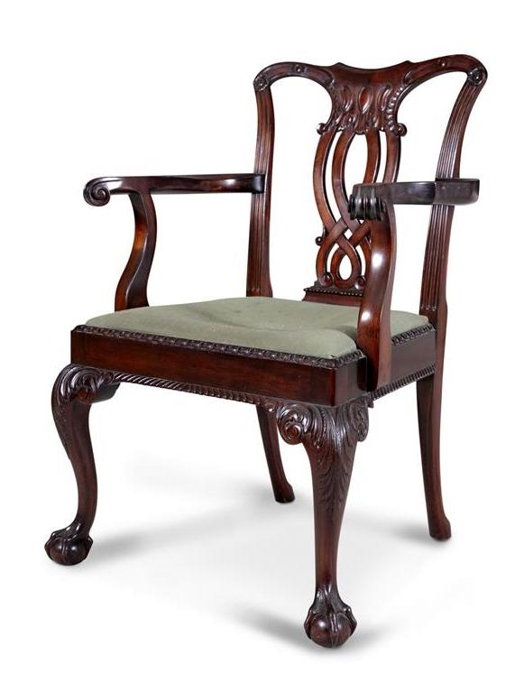 098. Fine Carved Irish Mahogany Georgian Single Carver Arm Chair