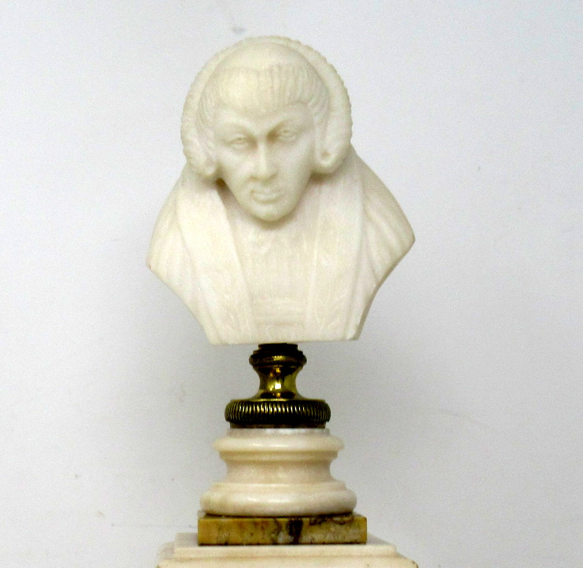 364. Antique Sienna Cream Marble Grand Tour Classical Bust of Lady Figure - Image 9
