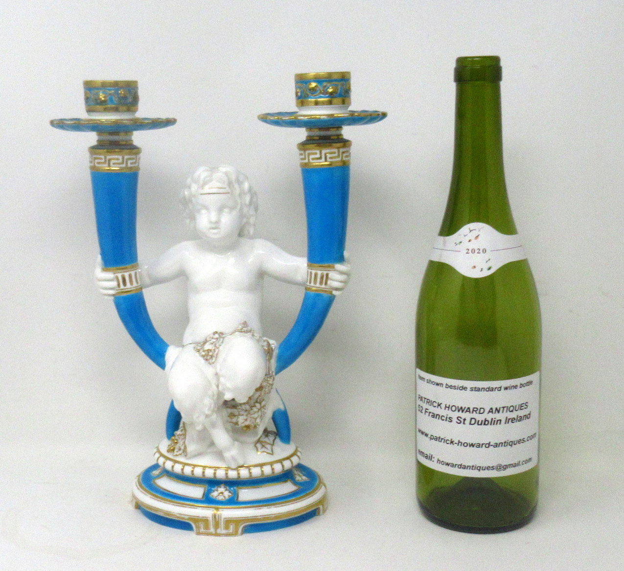 110. Antique Minton Staffordshire Porcelain Candelabra Centerpiece Cherub 19th Ct - Image 7