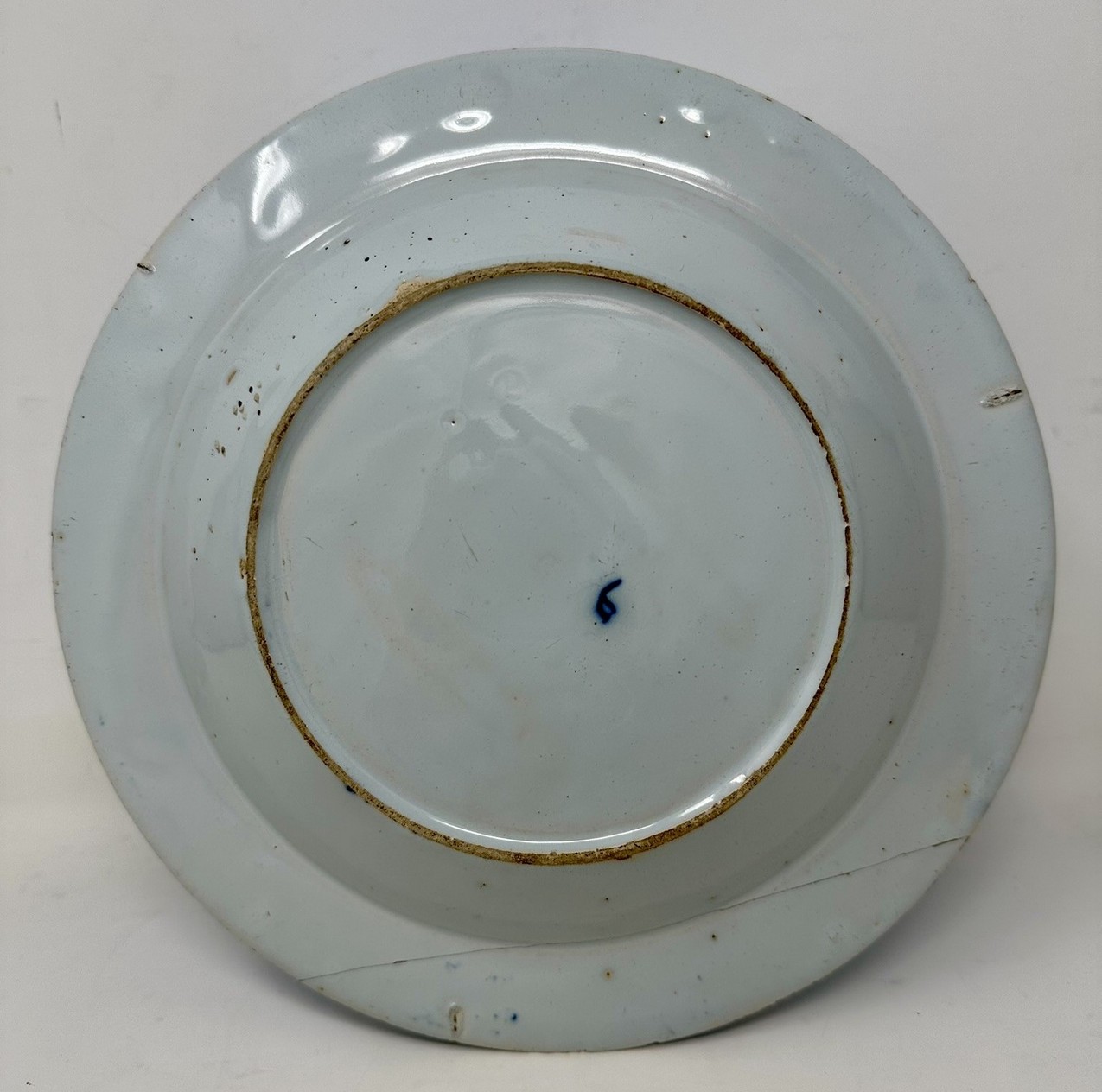 875. Antique Irish Dublin Delftware Blue White Chargers Plates Delamain Ireland Pair - Image 9