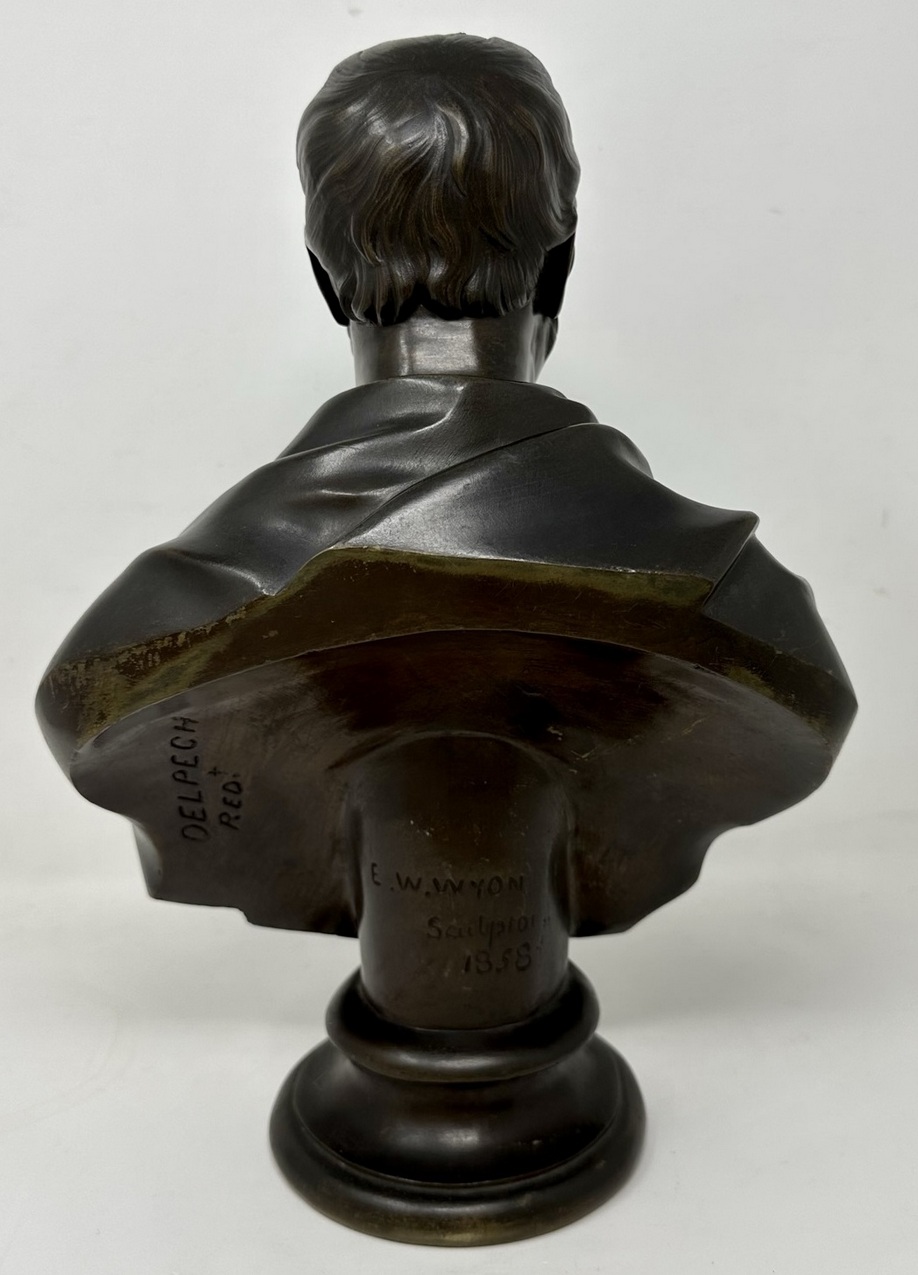 147. Antique Male Bronze Bust George Stephenson Railways Interest Edward William Wyon - Image 4