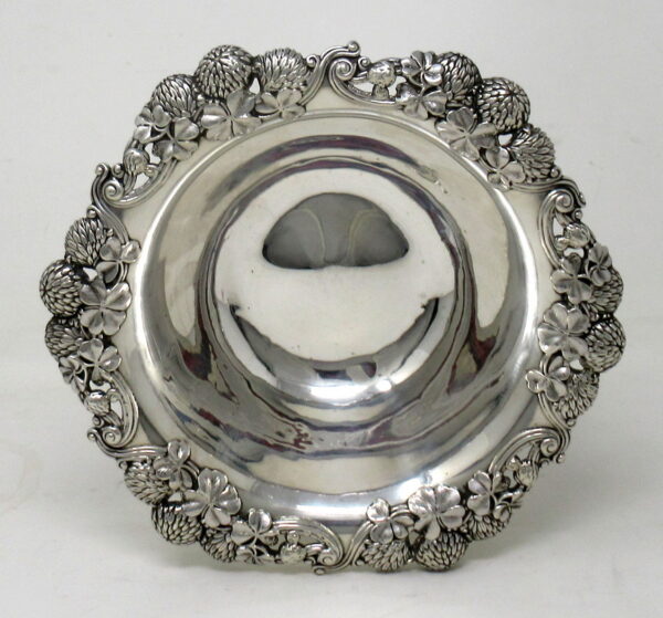 293. Antique Tiffany American Art Nouveau Sterling Silver Bowl Centerpiece Shamrock