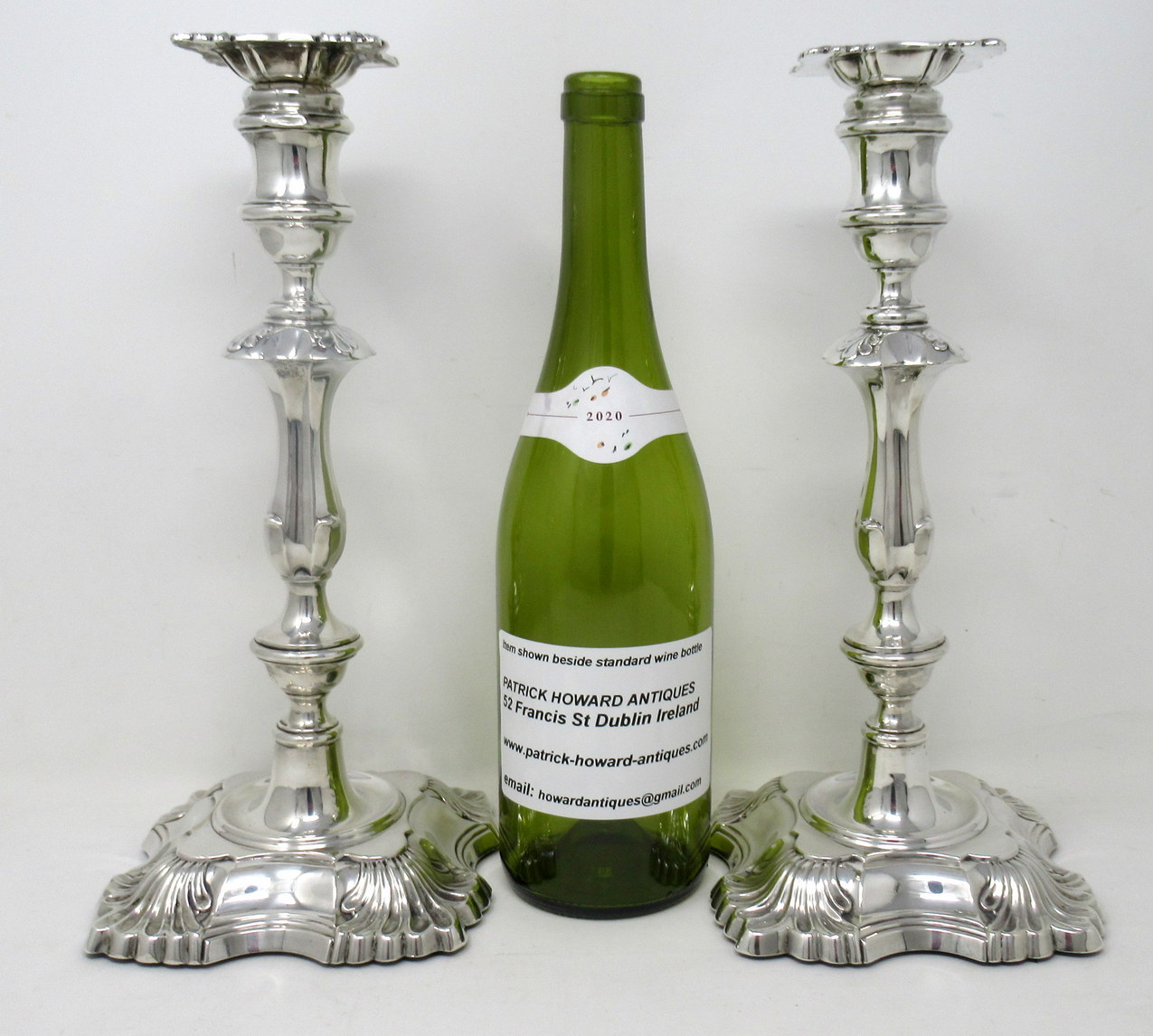 956. Antique Pair English Sterling Silver Candlesticks Candelabra William Hutton 1905 - Image 13