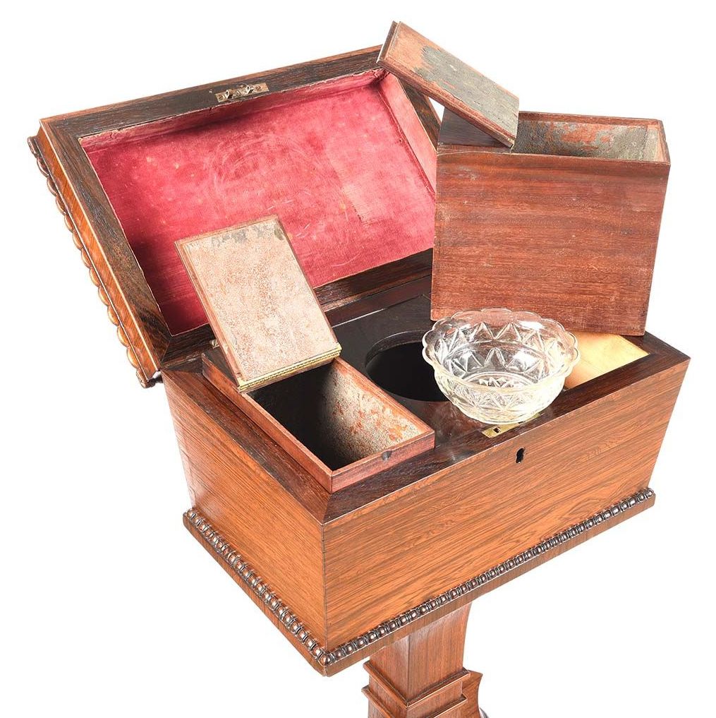 674. Antique Flame Mahogany English Regency Tea Poy Gillows Lancaster Tea Caddy 19 Ct - Image 8