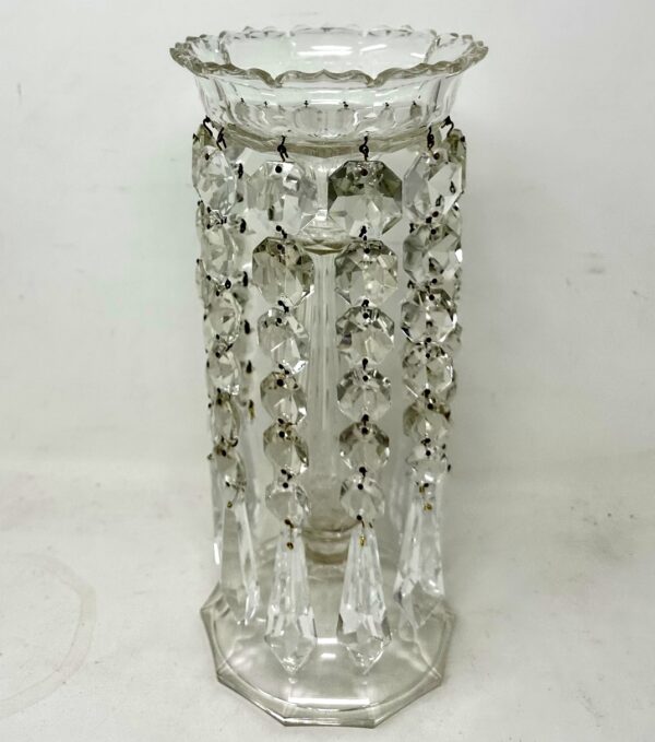 250. Antique Irish Waterford Hand Cut Lead Crystal Lustres Vase Candlestick Ireland