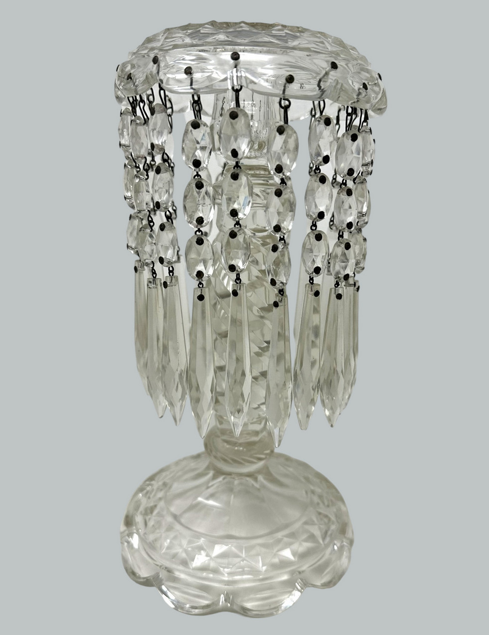 702. Antique Pair Irish Waterford Crystal Hand Cut Full Lead Lustres Vases Ireland - Image 3