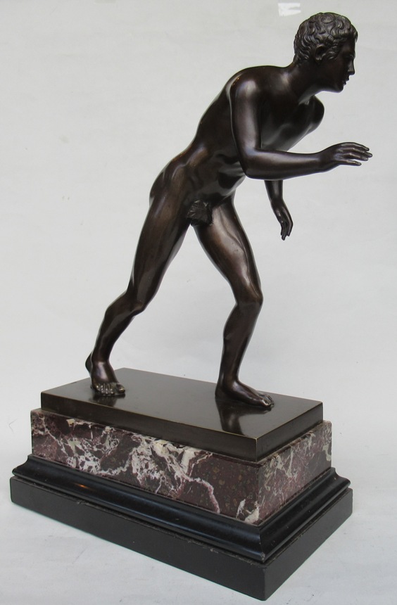 786. Borghese Gladiator Bronze Nude Male 19thCt. Alessandro Nelli Foundry
