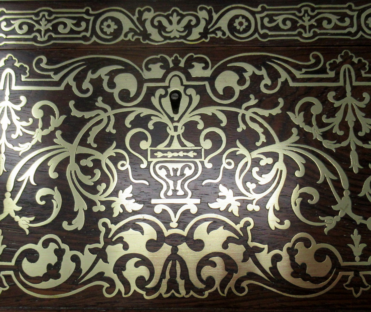 628. Antique Brass Inlaid Rosewood English Tea Caddy Box Regency Gillows Lancaster - Image 10