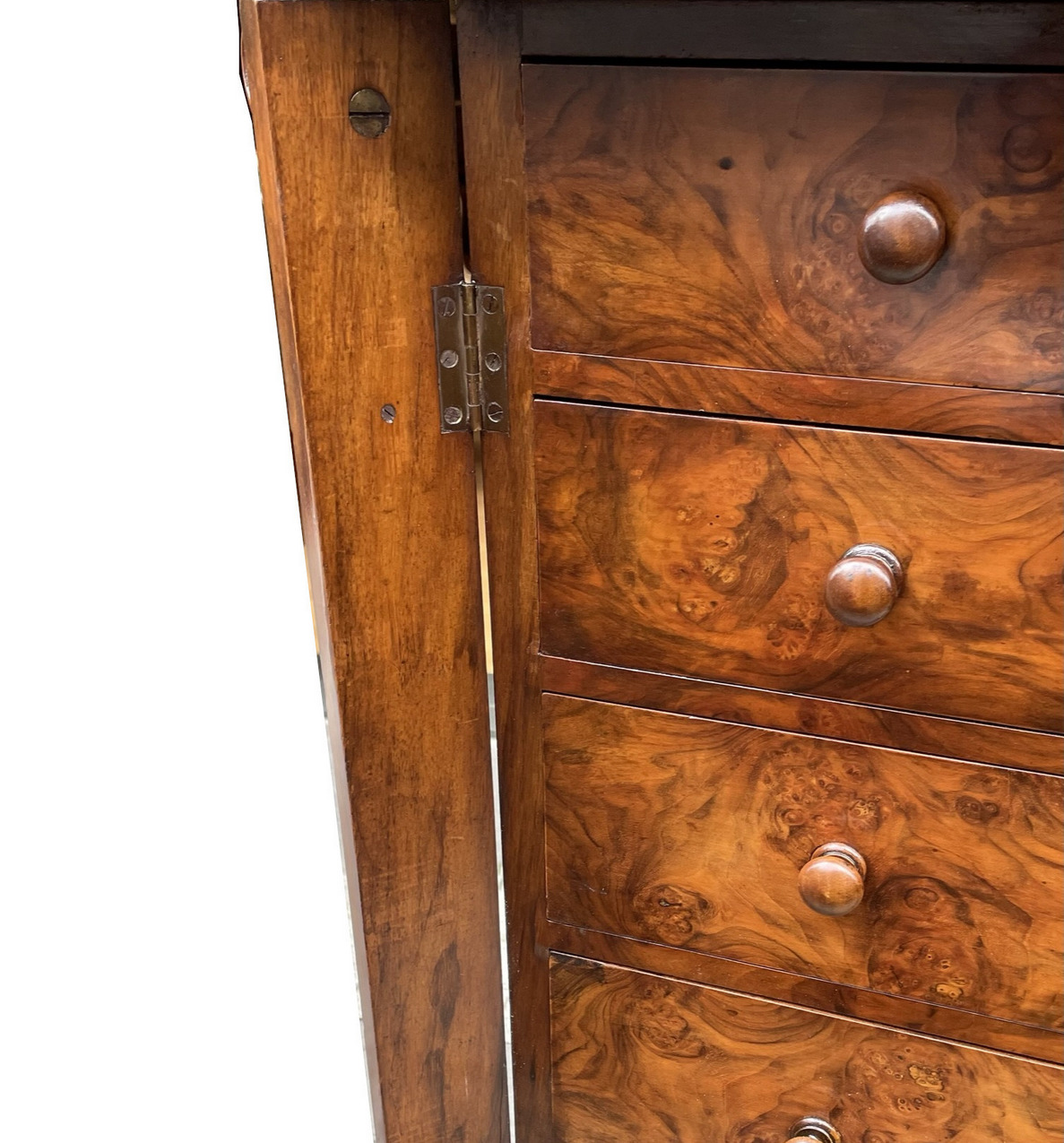 617. Antique Burl Walnut Welling Chest Drawers Irish Provenance Sir Thomas Kelly-Kenny - Image 6