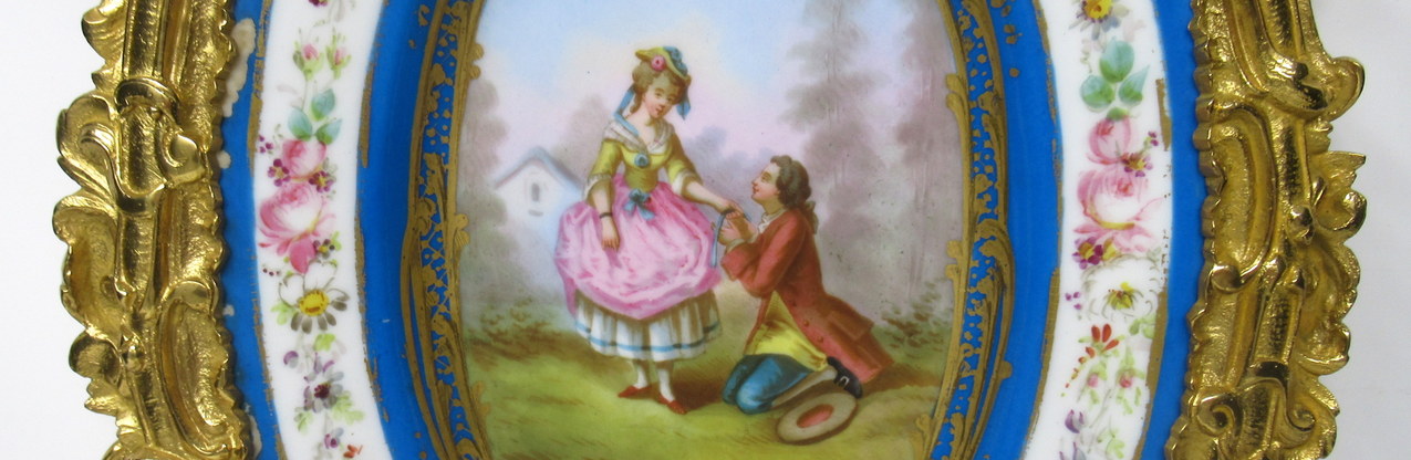 604. Fine Oval French Ormolu Mounted Sevres Porcelain Twin Light Wall Applique 19thCt - Image 6