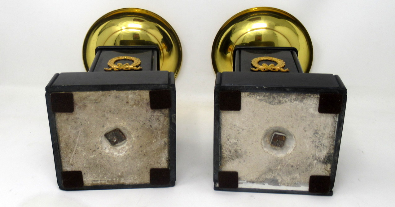 858. Antique Pair of Grand Tour Ormolu Bronze Black Marble Tazza Urns Clock Garniture 19thCt - Image 10