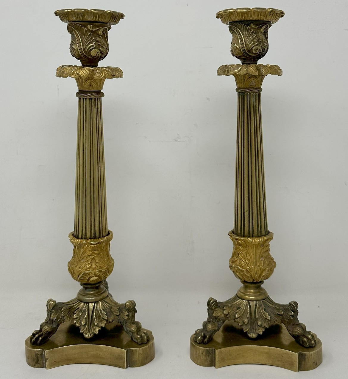 384. Antique Pair French Ormolu Bronze Dore Victorian Candlesticks Candelabra 19th Ct - Image 2
