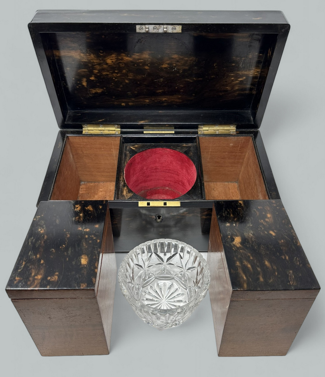 472. Antique English Coromandel Wooden Double Tea Caddy by Thomas Lund 19th Century - Image 5