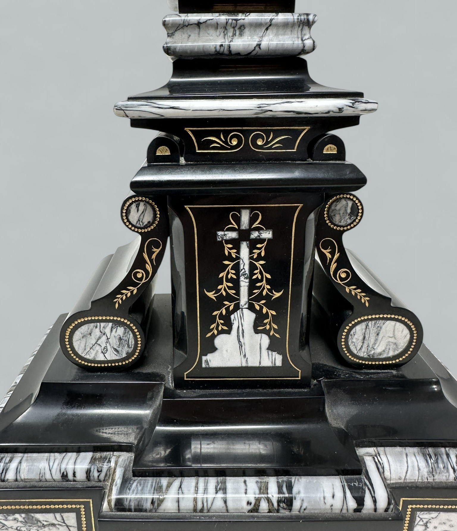 742. Antique Vintage French Gilt Marble Religious Holy Crucifix Jesus Christ Cross - Image 8