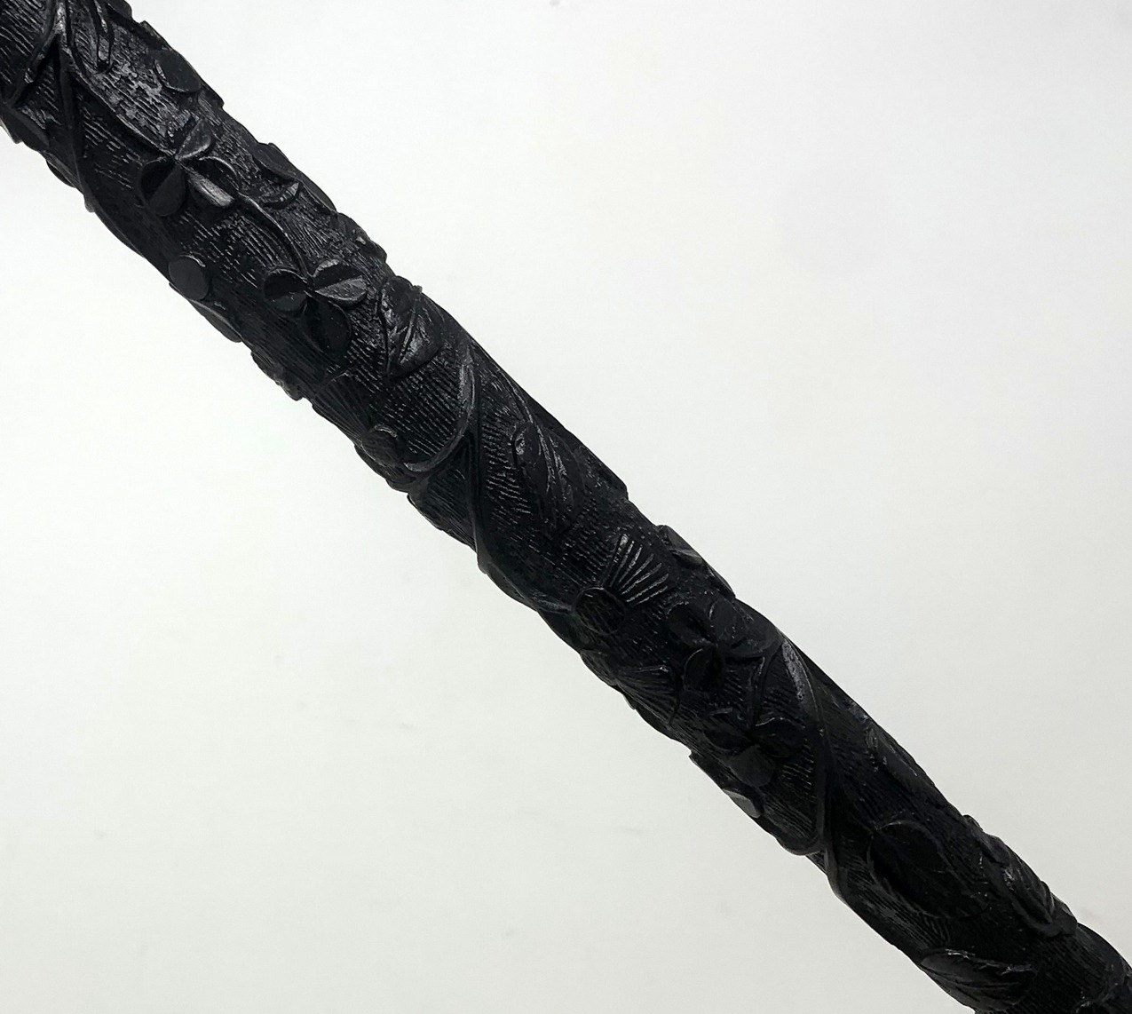 853. Antique Vintage Irish Bog Oak Wooden Walking Cane Swagger Stick Sterling Silver - Image 10