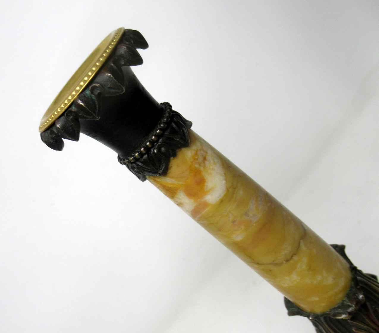 209. Antique Pair Grand Tour French Bronze Dore Sienna Marble Ormolu Candlesticks 19th Century - Image 7