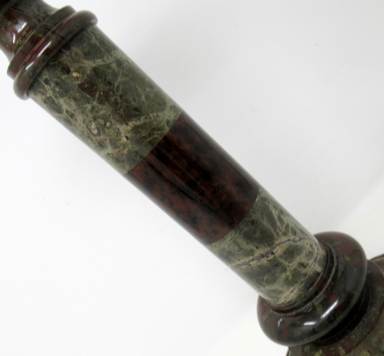 768. Rare Pair English Cornish Serpentine Marble Candlesticks attrib. John Murphy 1850 - Image 6