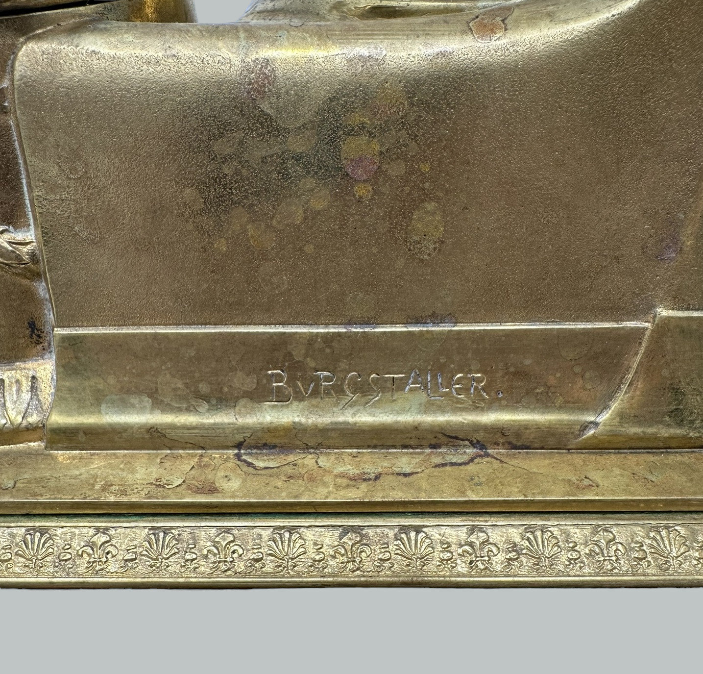 288. Antique German Bronze Desk Set Inkstand Rosso Antico Marble Ormolu Burgstaller - Image 6