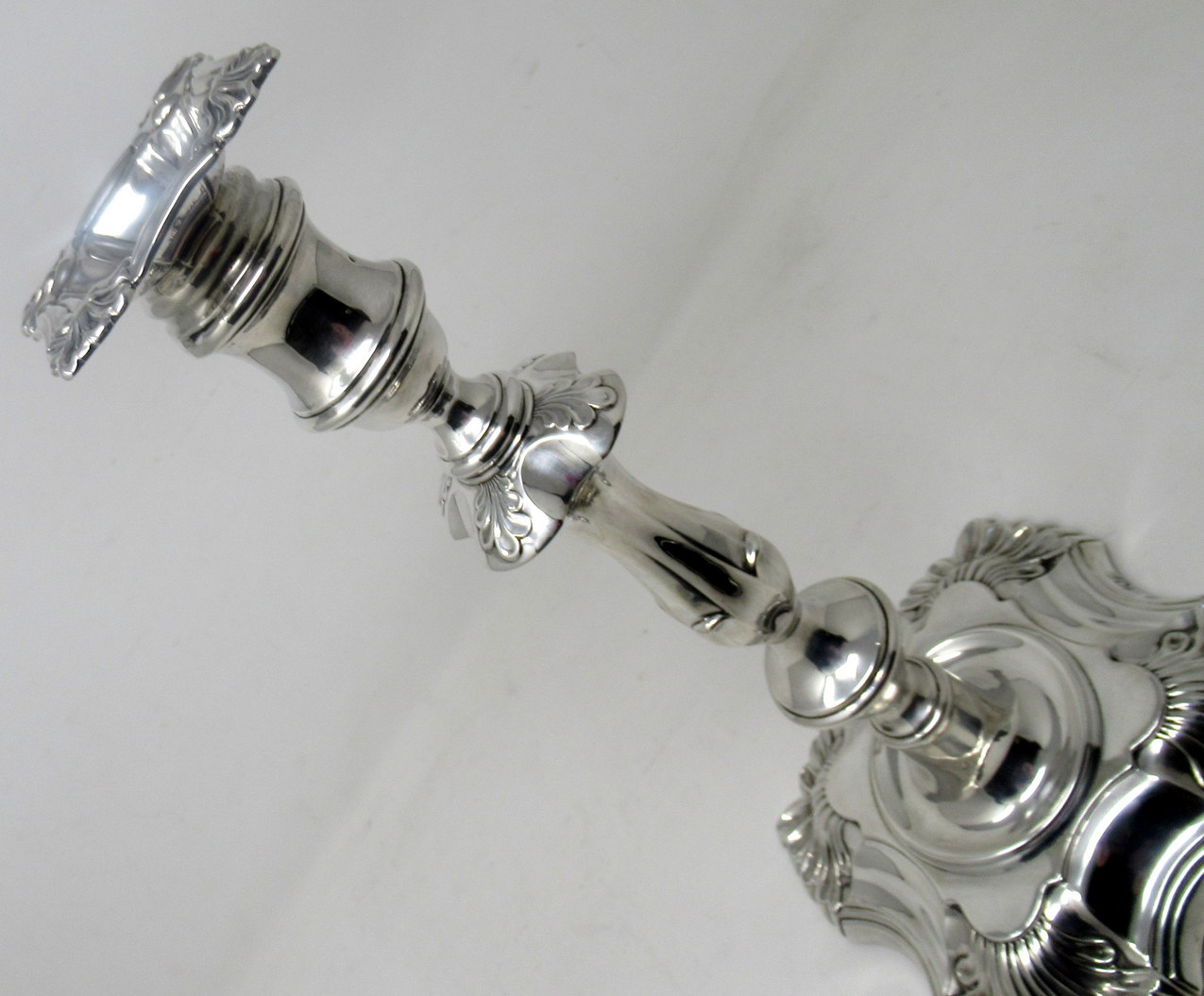 956. Antique Pair English Sterling Silver Candlesticks Candelabra William Hutton 1905 - Image 9