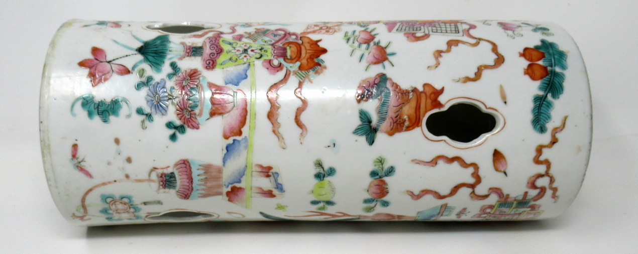 748. Fine Chinese Export Famille Rose Porcelain Hat Stand Signed 19thCt - Image 9