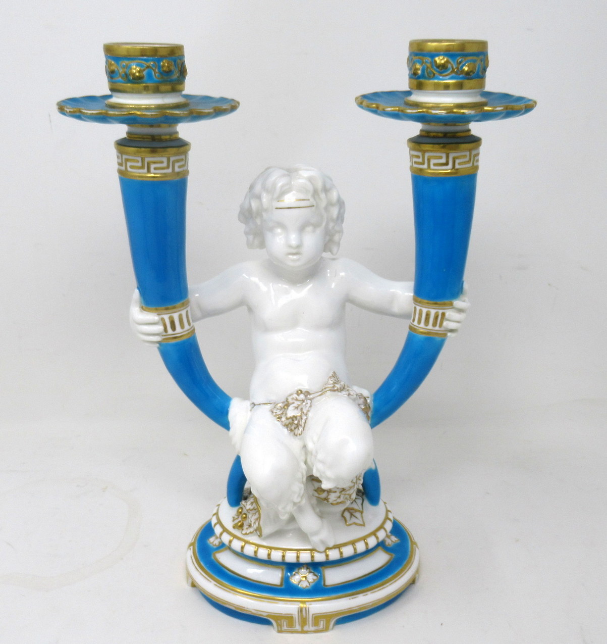 110. Antique Minton Staffordshire Porcelain Candelabra Centerpiece Cherub 19th Ct - Image 2
