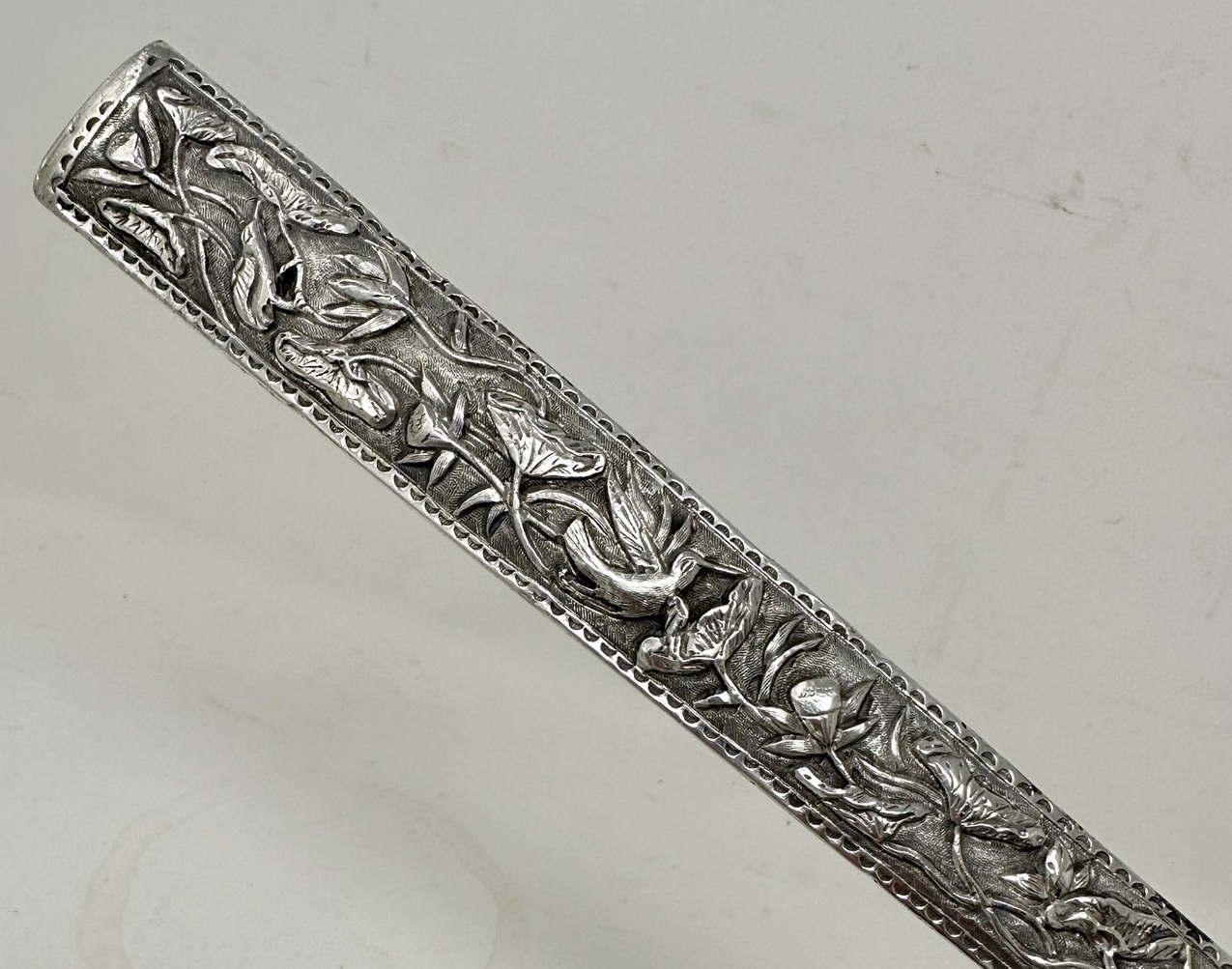 325. Antique Asian Chinese Sterling Silver Lady's Walking Swagger Stick Cane Dragons - Image 10