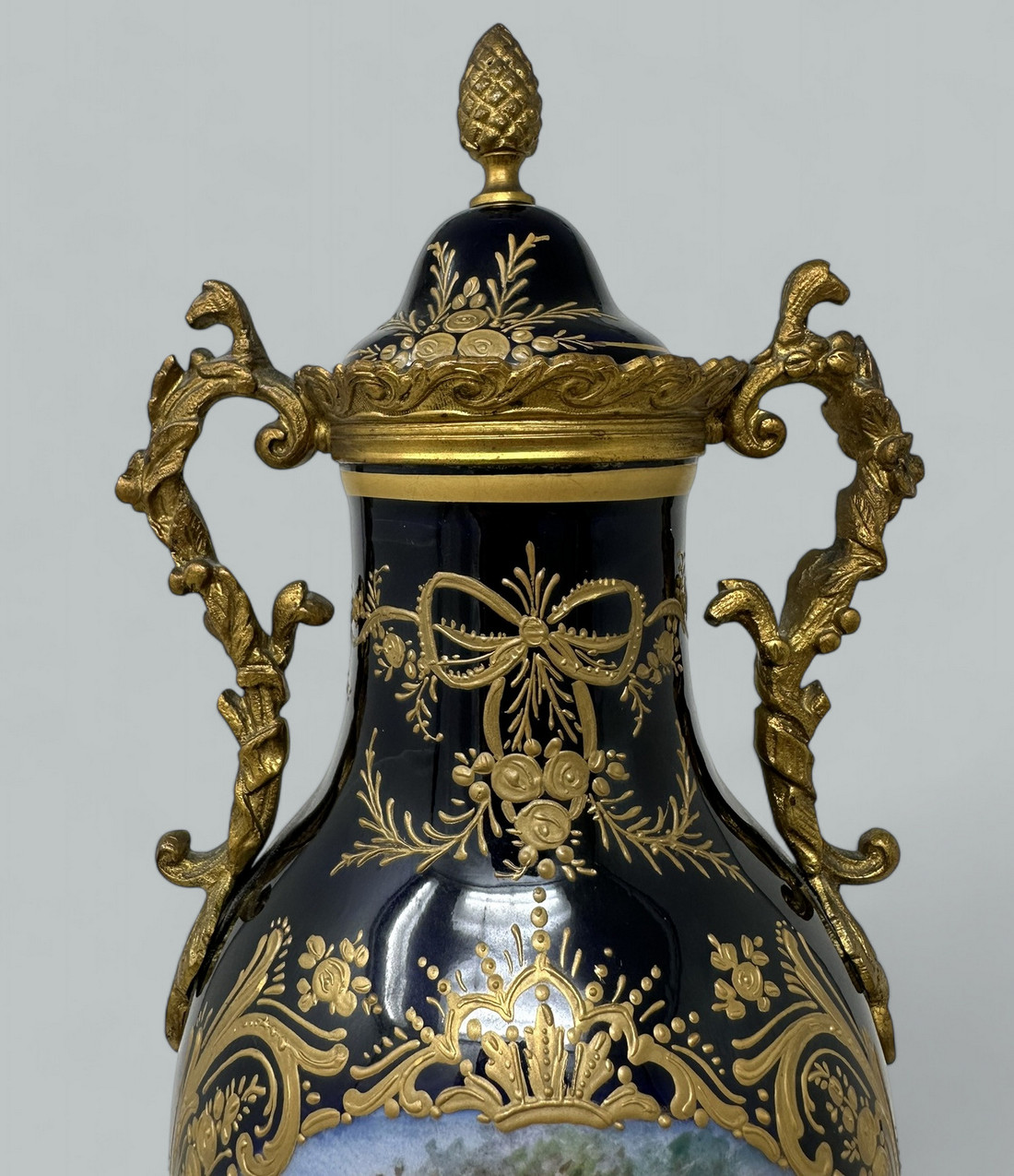 570. Antique French Sèvres Porcelain Ormolu Gilt Bronze Dore Urn Vase Centerpiece - Image 5