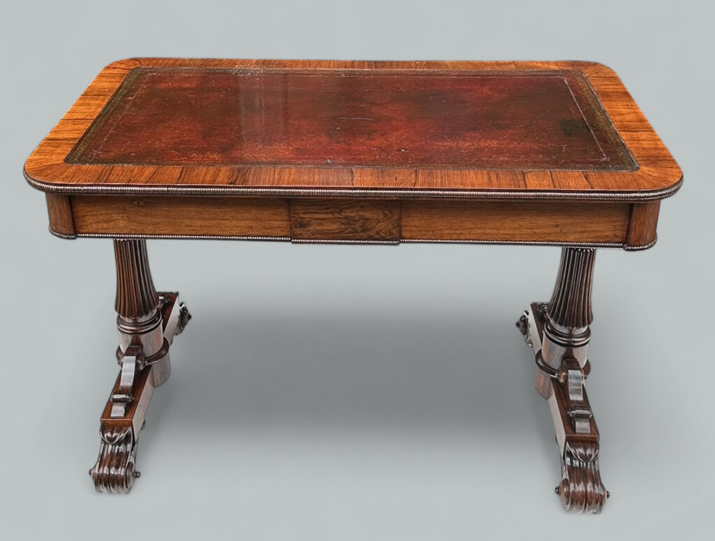 719. Antique English Regency Rosewood Library Table Writing Desk Gillows Lancaster