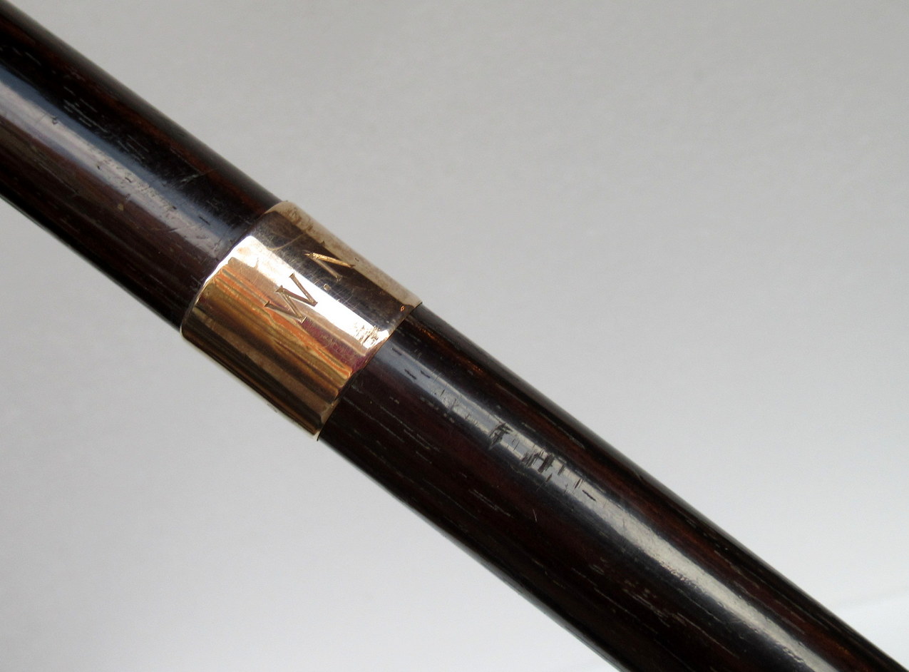 630. Rare Coromandel Walking Cane Stick 9ct Gold Collar London Hallmark 1924 Provenance - Image 2