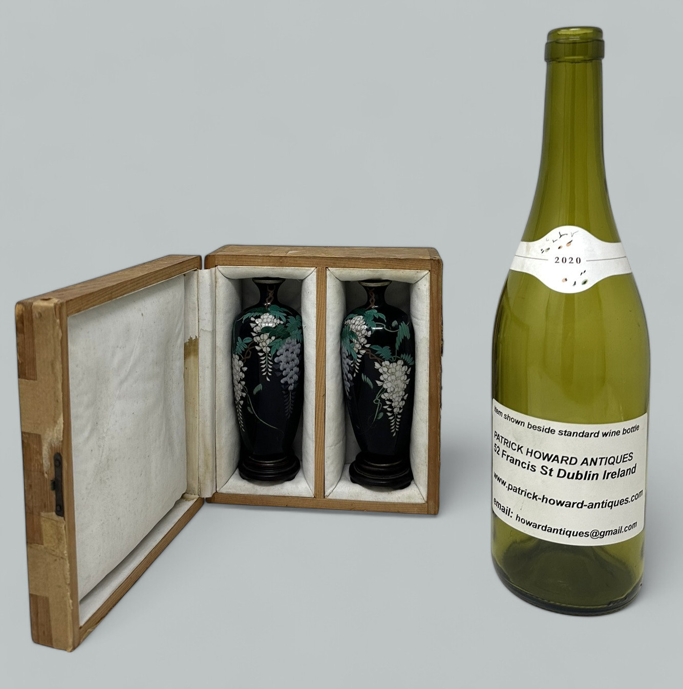 941. Antique Pair Meiji Period Japanese Miniature Cloisonne Enamel Urns Vases 1875 - Image 9