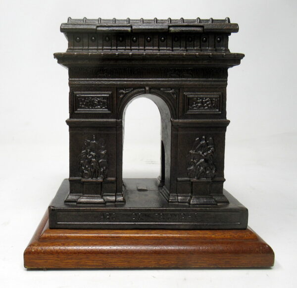 891. French Bronzed Grand Tour Style Musical Table Casket Arc de Triomphe Circa 1900