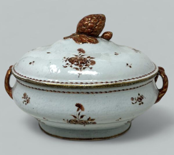 871. Antique Chinese Qing Dynasty Canton Porcelain Famille Rose Qianlong Tureen 18 Ct