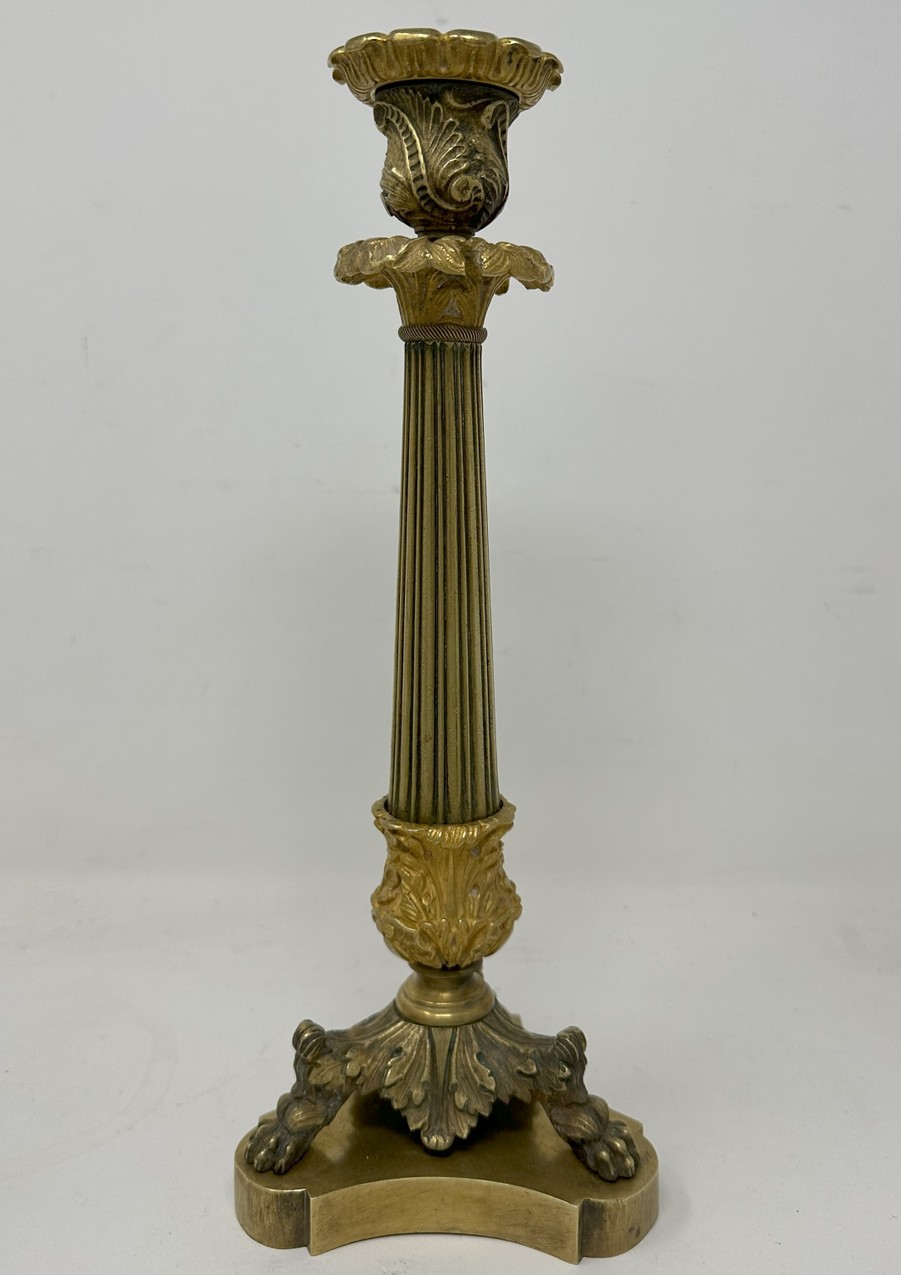 384. Antique Pair French Ormolu Bronze Dore Victorian Candlesticks Candelabra 19th Ct - Image 4