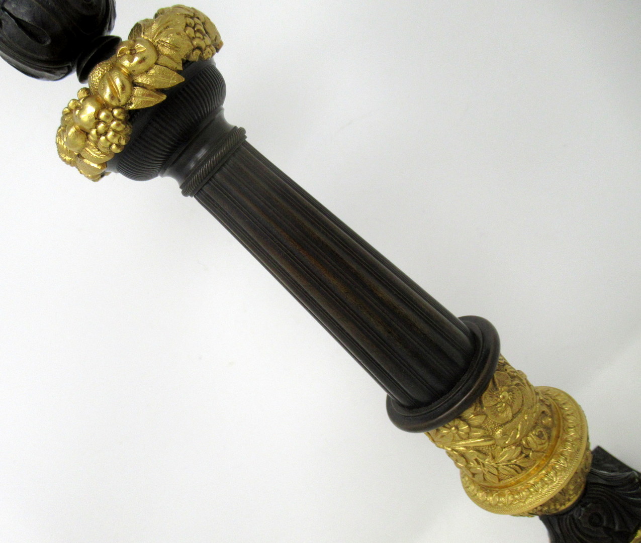 985. Antique Pair of French Doré Bronze Neoclassical Ormolu Candlestick Lamps 19thCt - Image 6